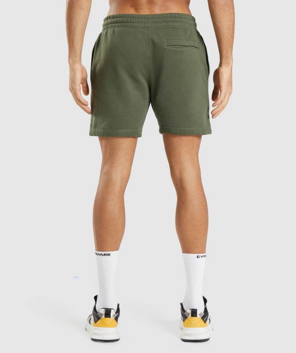 Panske Šortky Gymshark Crest Olivovo Zelená | LT7246513